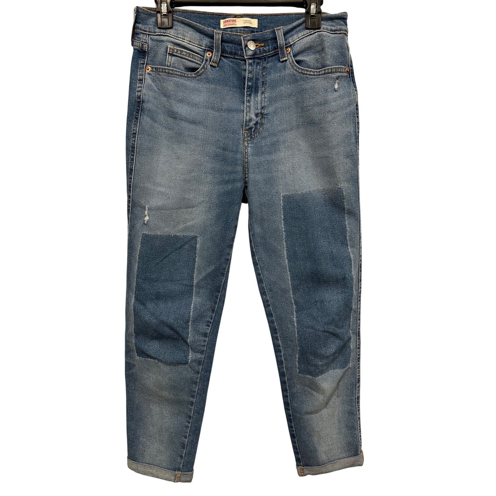 Signature by Levi Strauss Heritage Boyfriend Jeans Blue Patchwork Size 4 W27